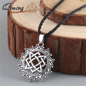 Viking Valknut Pendant Men's Necklace Round Pagan