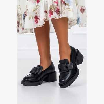 ТУФЛИ ЖЕНСКИЕ С ДЕКОРОМ НА ШИРОКОМ КАБЛУКЕ, УДОБНЫЕ, НОВЫЕ 37