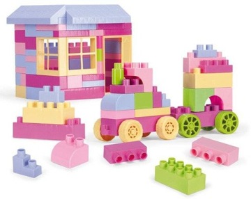 Wader 41280 Kids Blocks klocki w pojemniku 132 el. różowe