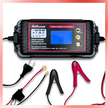 Prostownik Samochodowy 12V 24V 10A Mocny Automatyczny Inteligentny NAPRAWA