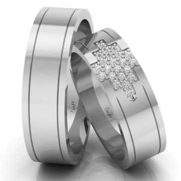 SZEROKIE OBRĄCZKI Z BIAŁEGO ZŁOTA 585 ŚLUBNE WZÓR