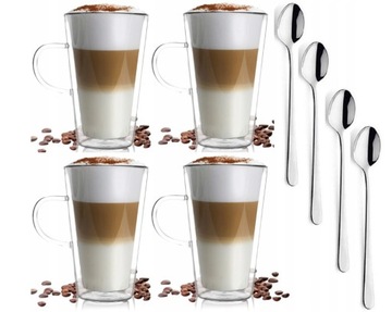 SZKLANKI TERMICZNE LATTE AMO 320ml 4SZT + ŁYŻECZKI