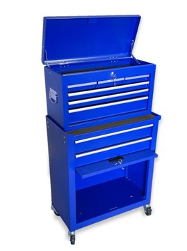 ПРОФЕССИОНАЛЬНАЯ ИНСТРУМЕНТАЛЬНАЯ ТЕЛЕЖКА ШКАФ ДЛЯ МАСТЕРСКОЙ 8 ящиков синий