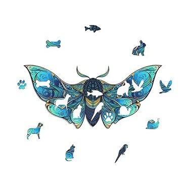 ДЕРЕВЯННЫЙ ПАЗЛ ДЛЯ ВЗРОСЛЫХ БОЛЬШОЙ В ПОДАРОК ​​БАБОЧКА В ДЕРЕВЯННОЙ КОРОБКЕ