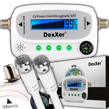 CYFROWY MIERNIK SYGNAŁU SATELITARNEGO ANTENY SAT-FINDER LCD LIBOX + KABEL F