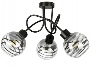 LAMPA WISZĄCA SUFITOWA LOFT 3x SZKLANA KULA
