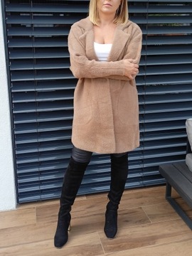 ПАЛЬТО АЛЬПАКА, длинная накидка оверсайз, CAMEL BEIGE