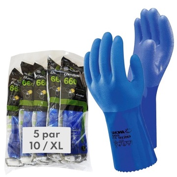 Rękawice Robocze Chemoodporne Showa 5 par r. 10 XL