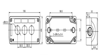 KASETA STEROWNICZA PUSTA Trójka IP 65 Automatyka