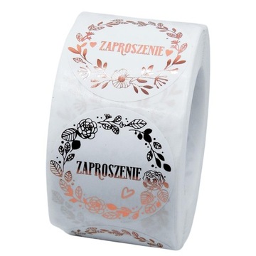 Naklejki Ozdobne Okrągłe 3,8 cm ZAPROSZENIE 100szt