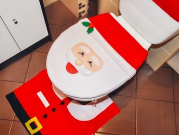 РОЖДЕСТВЕНСКИЙ НАБОР ДЛЯ ВАННОЙ ТУАЛЕТА С КРЫШКОЙ SANTA