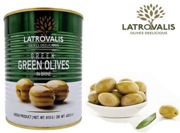 ZIELONE OLIWKI GRECKIE Z PESTKĄ LATROVALIS