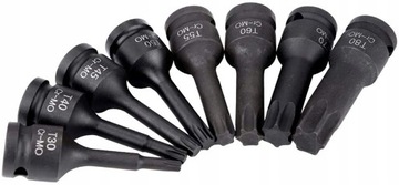 KLUCZE WPUSTOWE TRZPIENIOWE UDAROWE TORX 1/2 T30-T80 NASADKI 78 MM 8 EL