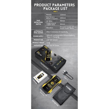 Электронный детектор шпилек Детекторы луча ЖК-дисплей Звуковая сигнализация Деревянная стена