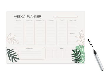Weekly planer DRY ERASE EGZOTIC LEAVES A3