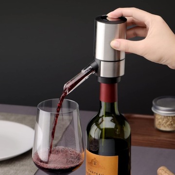 Elektryczny Napowietrzacz do wina AERATOR Nalewak Dozownik do Wina Inox