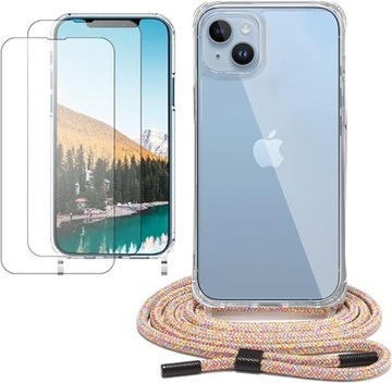 Plecki gumo-long do Apple iPhone 11 bezbarwny z łańcuszkiem + 2 szkło