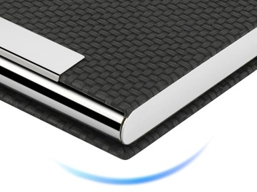 Кожаная визитница, Элегантный подарок для начальника, из искусственной кожи черного цвета