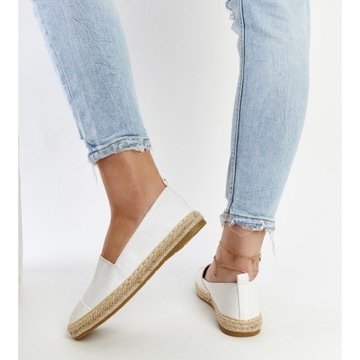 Białe Skóra ekologiczna Buty Espadryle r.36