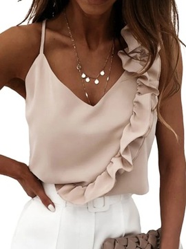 Women Blouse Shirts Sexy V Neck Ruffle Blouses Bac