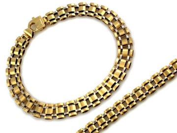 Złota bransoletka 585 modna z ruchomych elementów dwa kolory złota r21 14kt