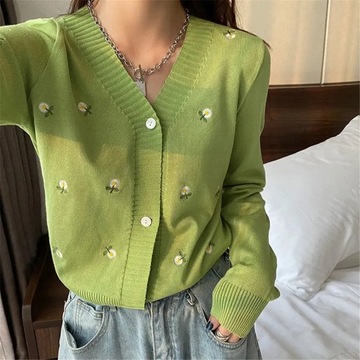 2022 Korean Sweet Flower Embroidery Long Sleeve Ov