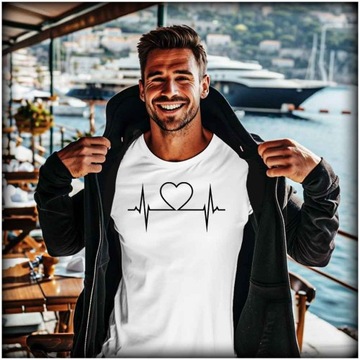 В подарок мужская футболка Lifeline с изображением сердца, любви, сердцебиения