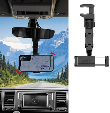 АВТОДЕРЖАТЕЛЬ ТЕЛЕФОНА НА ЗЕРКАЛО ЗАДНЕГО ОБЗОРА ДЛЯ АВТОМОБИЛЯ 360°