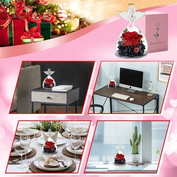 ВЕЧНАЯ РОЗА В СТЕКЛЕ ФИГУРКА АНГЕЛА КРАСНАЯ ВЕЧНАЯ РОЗА ЦВЕТОК ДЛЯ ЖЕНЩИН