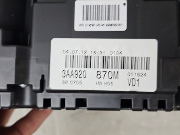 PŘÍSTROJOVÁ DESKA BUDÍK BUDÍKY EVROPA VW PASSAT B7 B6 CC 3AA920870M