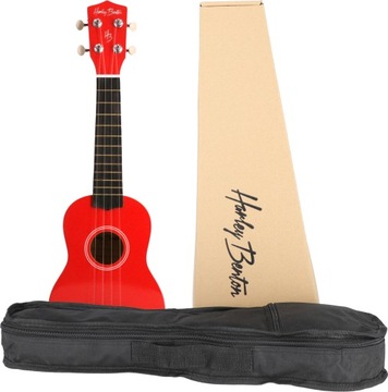 Ukulele sopranowe drewniane błyszczące UK-12 Czerwone z Pokrowcem ZESTAW