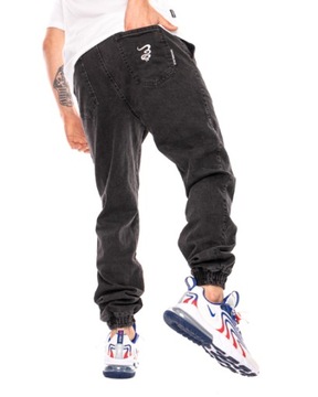 GRUBE LOLO SPODNIE JEANSOWE JOGGER DYMEK CZARNY/MARMURKOWY XL