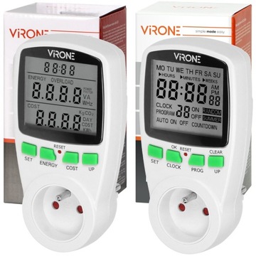 WATOMIERZ LICZNIK PRĄDU ENERGII + PROGAMATOR WYŁĄCZNIK CZASOWY TYGODNIOWY