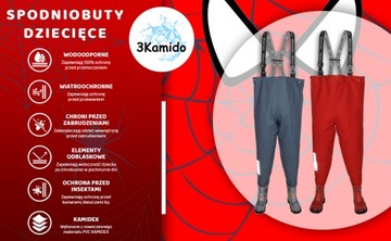 Spodniobuty dziecięce 3Kamido, wodery, spodniobutki, SPIDER, czerwone r. 24