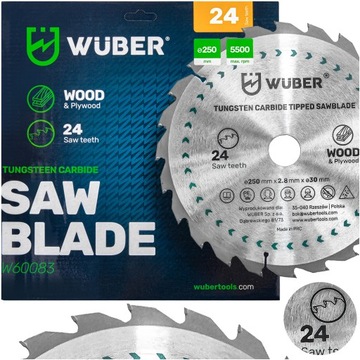PIŁA TARCZA DO CIĘCIA DREWNA WIDIOWA WIDIA 24 ZĘBY 24T 250x30MM