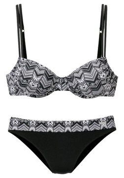 LASCANA CZARNO-BIAŁE BIKINI Graphic Print GÓRA 38D