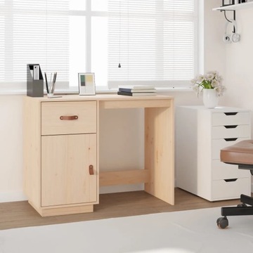 vidaXL Biurko, 95x50x75 cm, lite drewno sosnowe