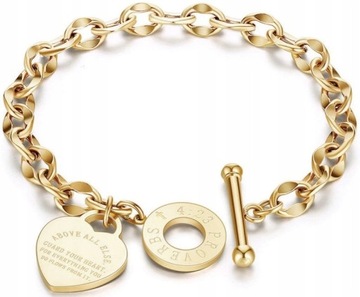 Bransoletka SREBRNA Stal chirurgiczna serce chain