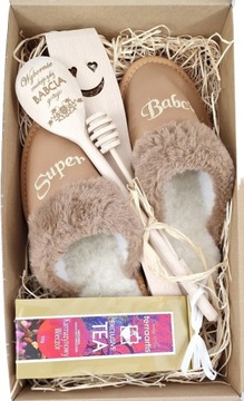 Kapcie Dodatki w Kartoniku na Dzień Babci Pantofle Kosz Prezentowy Box *38*