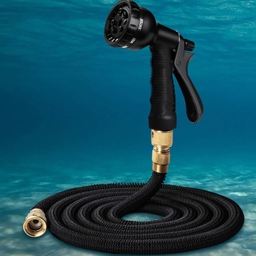 САДОВЫЙ ШЛАНГ АБС-пластик, 15 м, РАСШИРЯЕМЫЙ, ГИБКИЙ + ПИСТОЛЕТ + ЛАТУННЫЕ СОЕДИНИТЕЛИ