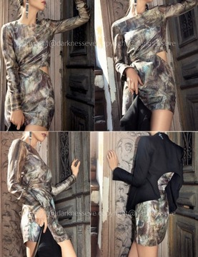 H&M CONSCIOUS EXCLUSIVE STUDIO PREMIUM JEDWAB GLAMOUR ART DESIGNER'S M/L