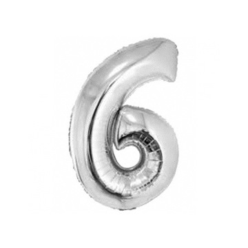 Balon foliowy cyfra ''6'' srebrna 100cm