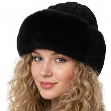 ШАПКА ЖЕНСКАЯ ЗИМНЯЯ, СТИЛЬНАЯ, МОДНАЯ, Элегантная, ТЕПЛАЯ, ИСКУССТВЕННЫЙ МЕХ, ЦВЕТ