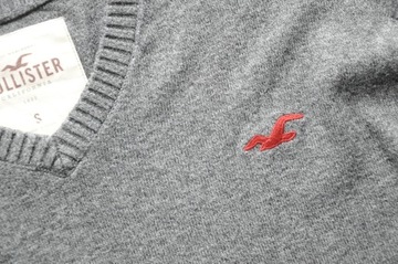 HOLLISTER Szary sweter z logo burgund S