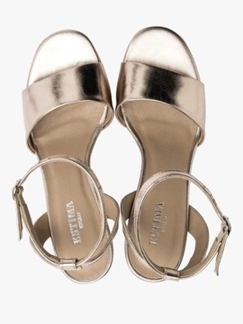Szpilki sandały skórzane damskie beżowe RYŁKO buty klasyczne eleganckie 42