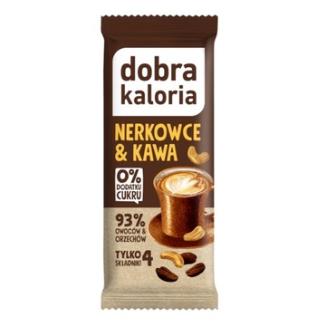 Batonik daktylowy Nerkowce i kawa BEZ CUKRU wegański 35 g Dobra Kaloria