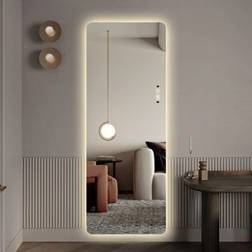 LUSTRO ŁAZIENKOWE LED PODŚWIETLANE 90X60 cm PROSTOKĄTNE ŚCIENNE NOWOCZESNE