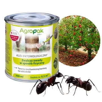KLEJ ETNOMOLOGICZNY ZWALCZA OWADY MRÓWKI GĄSIENICE OPUCHLAKI 200ML AGROPAK