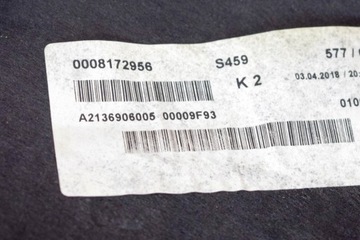 MERCEDES-BENZ E W213 ZADNÍ POLIČKA KUFRU KRYT A2136906005 2018