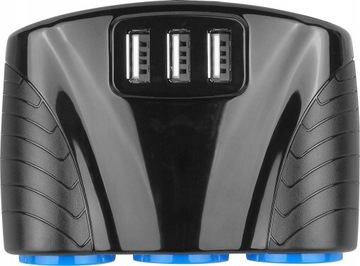 РАЗДЕЛИТЕЛЬ РАЗДЕЛИТЕЛЬ НА 3 ГНЕЗДА ПРИКУРИВАТЕЛЯ USB QC БЫСТРОЕ ЗАРЯДНОЕ УСТРОЙСТВО